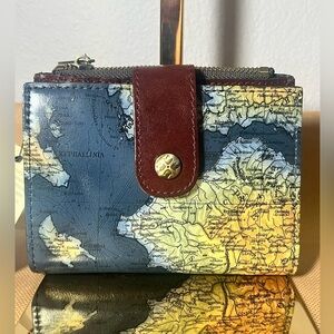 NWT Patricia Nash Chiara Greek Map Leather Bi-Fold Wallet